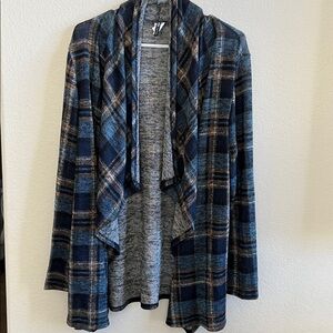 MOA Collection plaid casual lightweight long sleeve cardigan